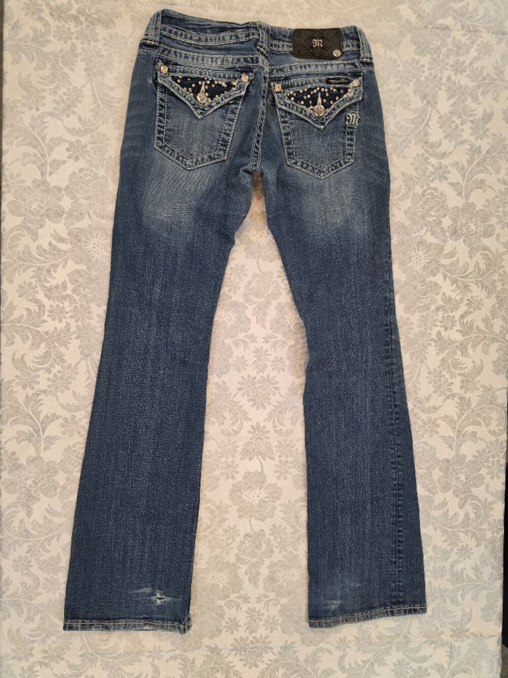 Miss Me Bootcut Embellished Jeans Size 28 Medium Dark Wash JW5188B4 Bling